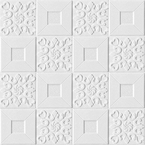 10x TAPETA PŁYTKI SAMOPRZYLEPNA NAKLEJKA DEKOR          70x70CM BIAŁE MAŁE KWADRATY - 5 - obrazek 2