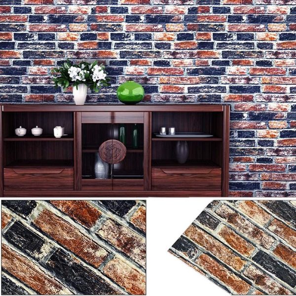 20x TAPETA CEGŁA SAMOPRZYLEPNA DIY NAKLEJKA            77x70CM CEGLANY GRAFIT - 8 - obrazek 3