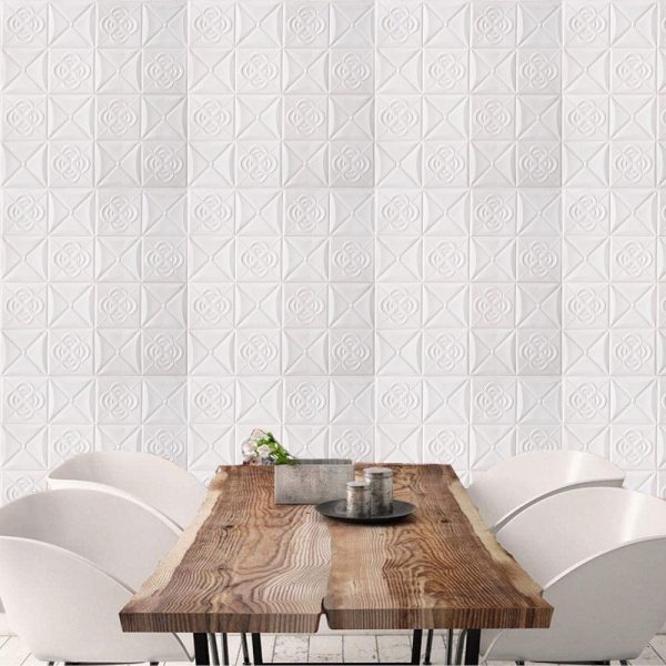 10x TAPETA PŁYTKI SAMOPRZYLEPNA NAKLEJKA DEKOR          70x70CM BIAŁA GUZIKI - 9 - obrazek 2