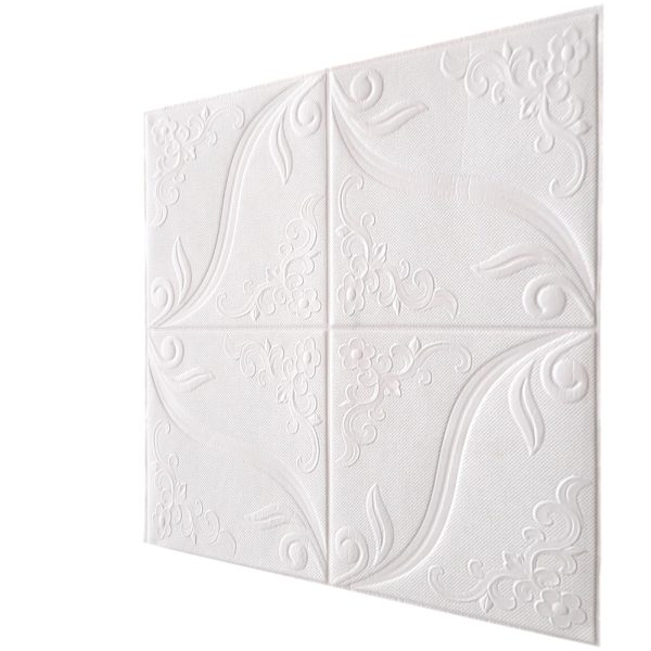 10x TAPETA PŁYTKI SAMOPRZYLEPNA NAKLEJKA DEKOR       70x70CM BIAŁA KWIATY - 7 - obrazek 3