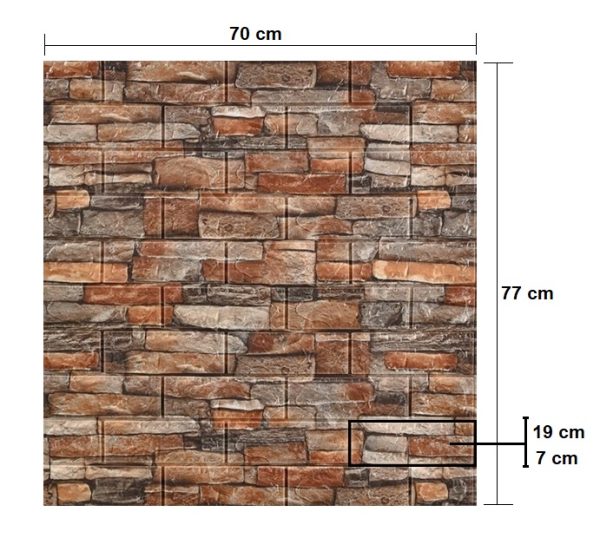 20x TAPETA CEGŁA 3D SAMOPRZYLEPNA KAMIEŃ 77x70CM 10,8m2 - BRĄZ BEŻ - obrazek 2