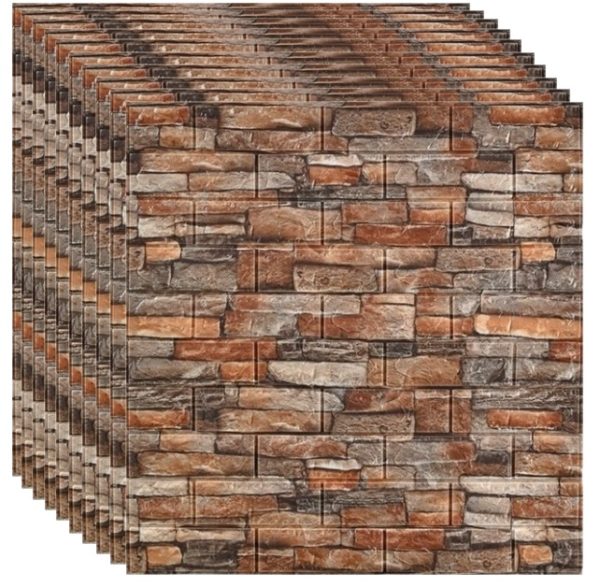 10x TAPETA CEGŁA 3D SAMOPRZYLEPNA KAMIEŃ 77x70CM 5,4m2 - BRĄZ BEŻ - 4