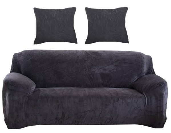 POKROWIEC NA SOFĘ FOTEL ELASTYCZNY PLUSZ 90-145 CM  PLUSZ CIEMNY SZARY D II 12.3 a - obrazek 2