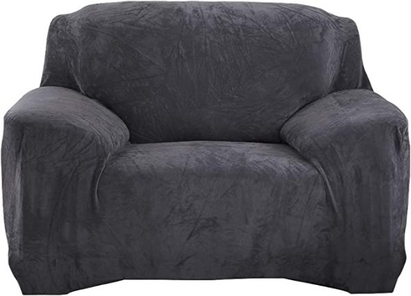 POKROWIEC NA SOFĘ FOTEL ELASTYCZNY PLUSZ 90-145 CM  PLUSZ CIEMNY SZARY D II 12.3 a
