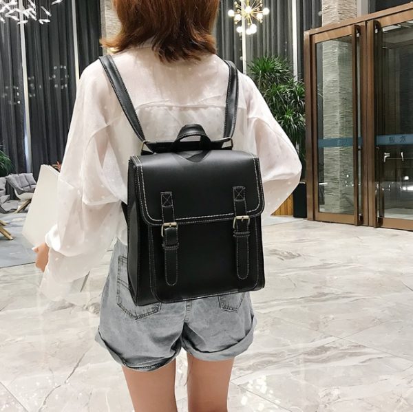 PLECAK DAMSKI SKÓRZANY TORNISTER TORBA VINTAGE 2W1 CZARNY D I 9.2 - obrazek 4