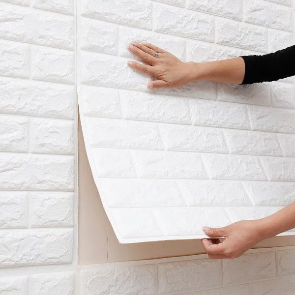TAPETA CEGŁA 3D SAMOPRZYLEPNA PANELE MUR DIY 77x70      BIAŁA - 1 D I 12.3 a