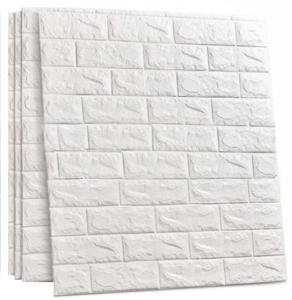 4x TAPETA CEGŁA 3D SAMOPRZYLEPNA PANELE DIY 77x70cm ZESTAW BIAŁA - 1