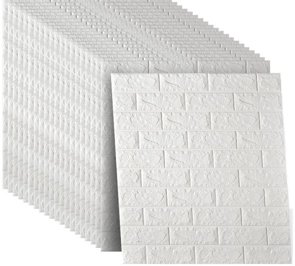 20x ZESTAW CEGŁA TAPETA SAMOPRZYLEPNA NAKLEJKA DIY ZESTAW 20 SZT BIAŁA - 1