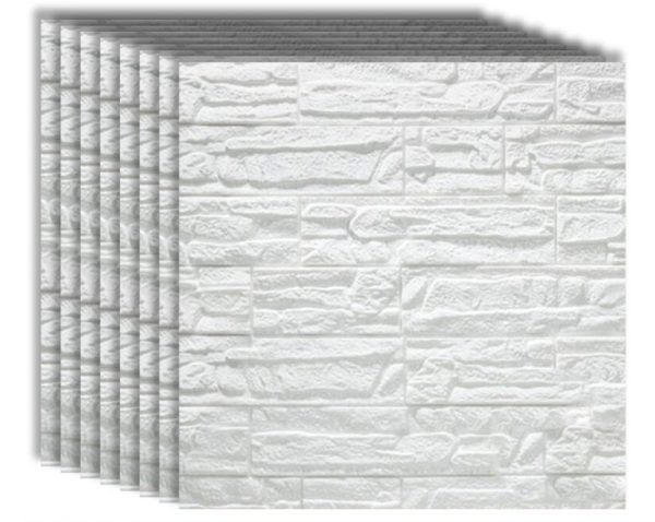 8x TAPETA CEGŁA KAMIEŃ SAMOPRZYLEPNA DIY NAKLEJKA            77x70CM BIAŁY KAMIEŃ - 10