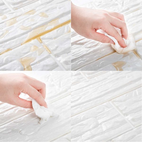 8x TAPETA CEGŁA KAMIEŃ SAMOPRZYLEPNA DIY NAKLEJKA            77x70CM BIAŁY KAMIEŃ - 10 - obrazek 4