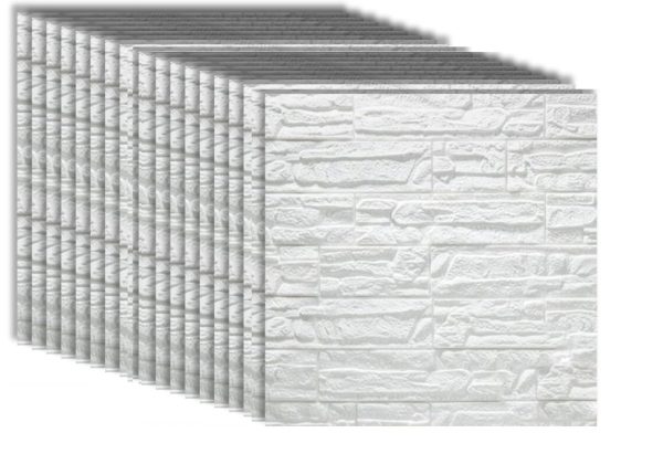 20x TAPETA CEGŁA KAMIEŃ SAMOPRZYLEPNA DIY NAKLEJKA            77x70CM BIAŁA - 10