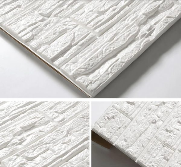 20x TAPETA CEGŁA KAMIEŃ SAMOPRZYLEPNA DIY NAKLEJKA            77x70CM BIAŁA - 10 - obrazek 2