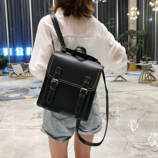 PLECAK DAMSKI SKÓRZANY TORNISTER TORBA VINTAGE 2W1 CZARNY D I 9.2