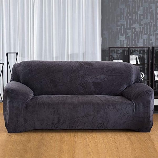 POKROWIEC NA SOFĘ FOTEL ELASTYCZNY PLUSZ 90-145 CM  PLUSZ CIEMNY SZARY D II 12.3 a - obrazek 3