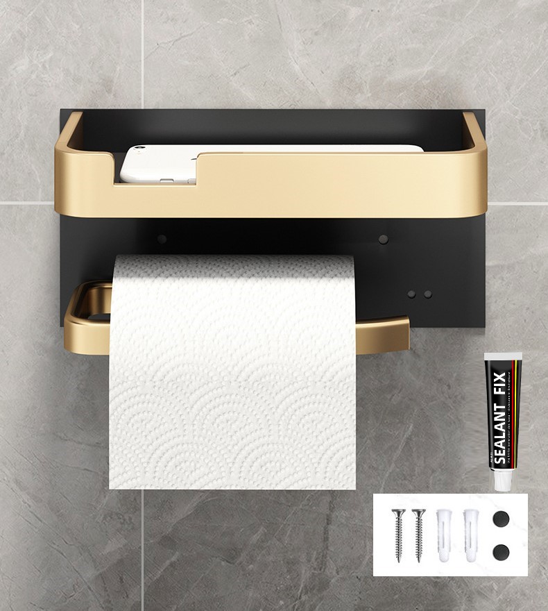 UCHWYT NA PAPIER TOALETOWY Z PÓŁKĄ LOFT TAŚMA ZŁOTY - obrazek 10
