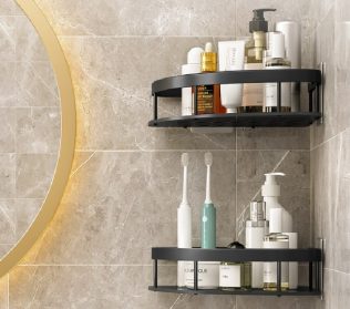 PÓŁKA ŁAZIENKOWA NAROŻNA POD PRYSZNIC 2 SZT LOFT  CZARNA D I 12.3B