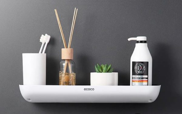 2x PÓŁKA ŁAZIENKOWA WISZĄCA POD PRYSZNIC ECOCO  CZARNA D 20.1 - obrazek 3