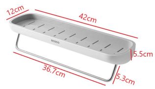 PÓŁKA ŁAZIENKOWA WISZĄCA POD PRYSZNIC Z WIESZAKIEM ECOCO  SZARA  D I 11.1 b
