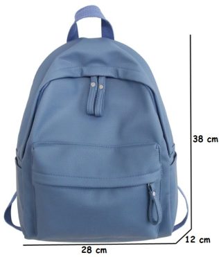 PLECAK DAMSKI MŁODZIEŻOWY SKÓRZANY DO PRACY SZKOŁY NIEBIESKI D I 6.1 a