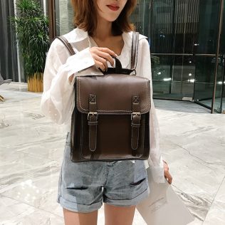 PLECAK DAMSKI SKÓRZANY TORNISTER TORBA VINTAGE 2W1  BRĄZOWY D I 4.3 a