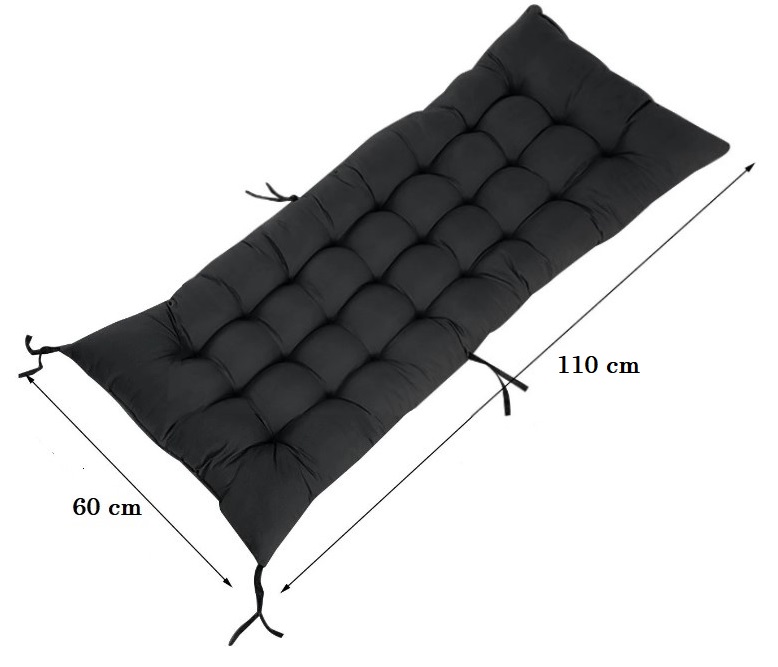PODUSZKA OGRODOWA NA KRZESŁO FOTEL PIKOWANA 4 SZTUKI 110x60 CZARNA - obrazek 3