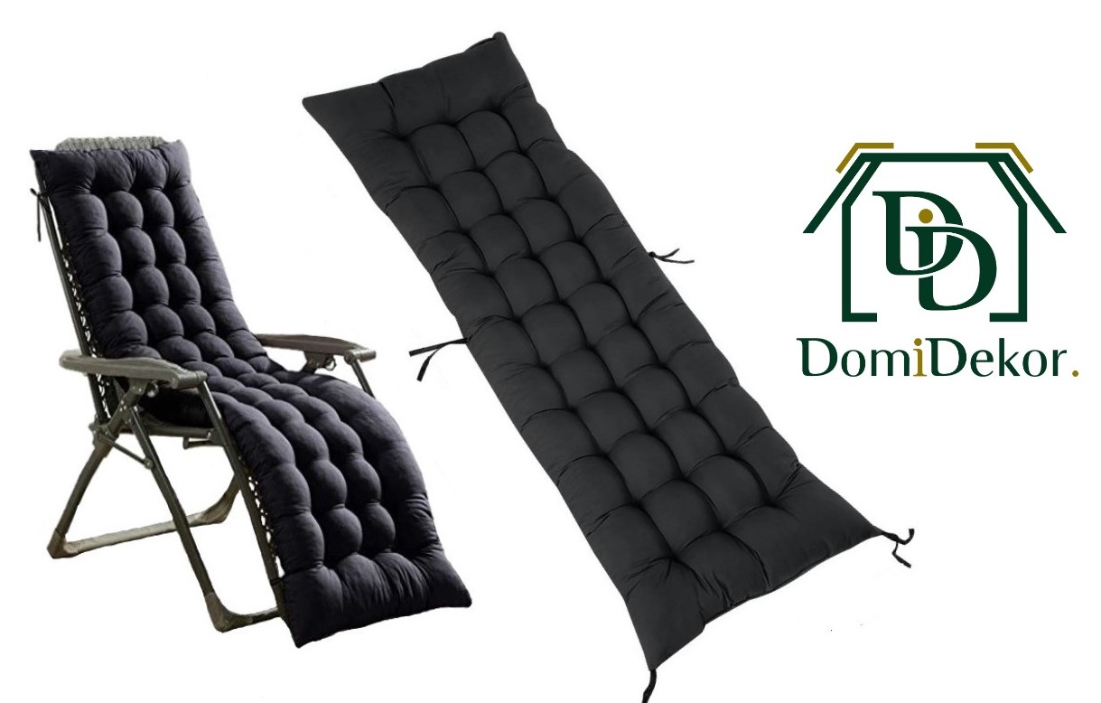 DUŻA PODUSZKA NA LEŻAK OGRODOWY PIKOWANE 2 SZTUKI 155x60 CZARNY - obrazek 2