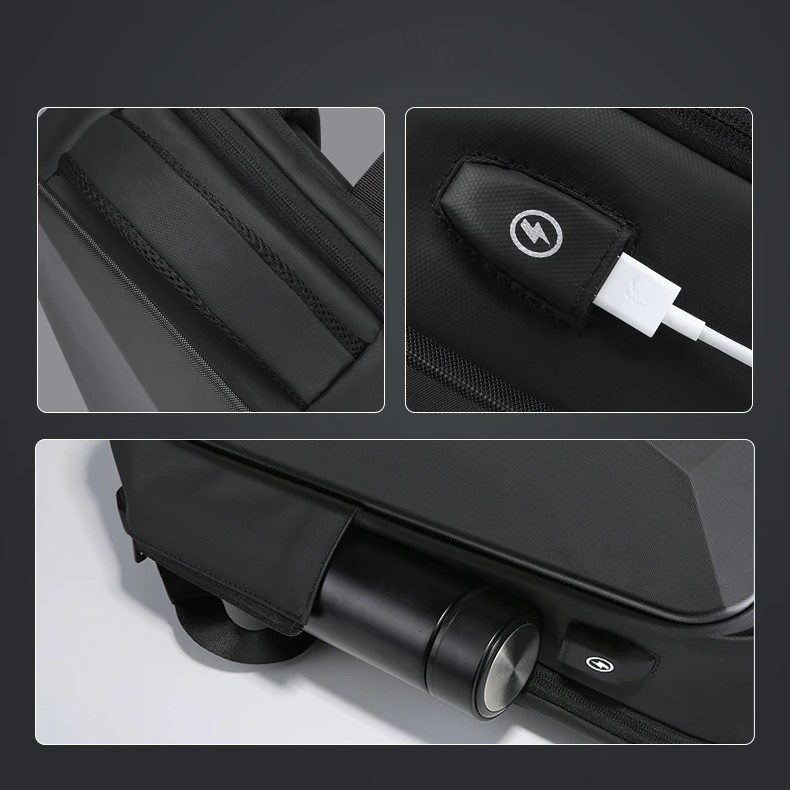 TORBA PLECAK NA LAPTOPA USB ANTYKRADZIEŻOWY TSA SZARY D I 17.3a - obrazek 7