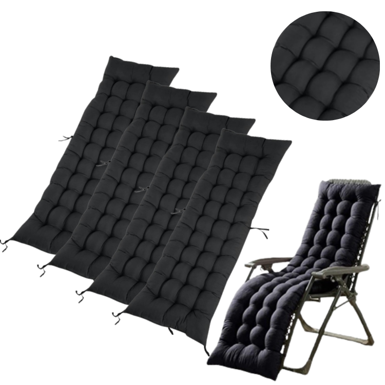 DUŻA PODUSZKA NA LEŻAK OGRODOWY PIKOWANE 4 SZTUKI 155x60 CZARNA