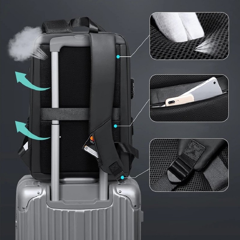 TORBA PLECAK NA LAPTOPA USB ANTYKRADZIEŻOWY TSA SZARY D I 17.3a - obrazek 4
