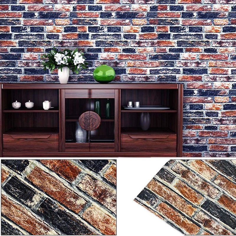 TAPETA CEGŁA SAMOPRZYLEPNA DIY NAKLEJKA 77x70CM CEGLANY GRAFIT - 8 D 11.1 a - obrazek 3