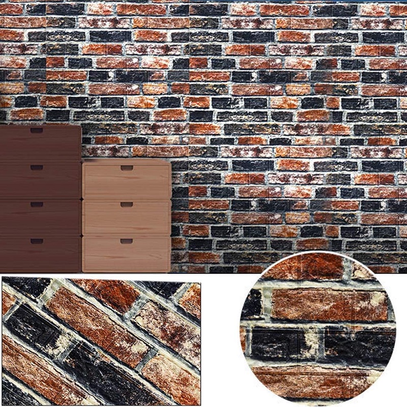 TAPETA CEGŁA SAMOPRZYLEPNA DIY NAKLEJKA 77x70CM CEGLANY GRAFIT - 8 D 11.1 a - obrazek 4