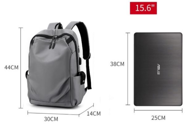PLECAK NA LAPTOPA USB PODRÓŻNY WODOODPORNY SZARY D I 5.2 a - obrazek 15
