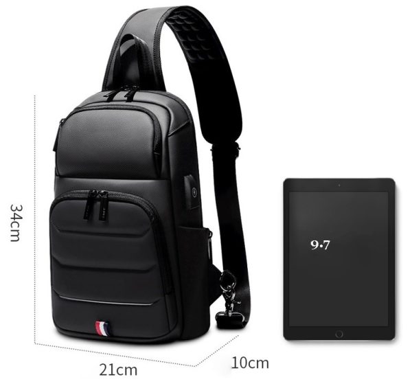 PLECAK MIEJSKI NA JEDNO RAMIĘ NERKA USB WATERPROOF D I 2.2a - obrazek 4