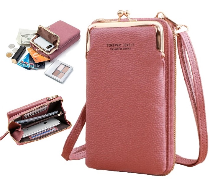 MINI TOREBKA PORTFEL KOPERTÓWKA NA TELEFON RÓŻOWA D I 17.1b
