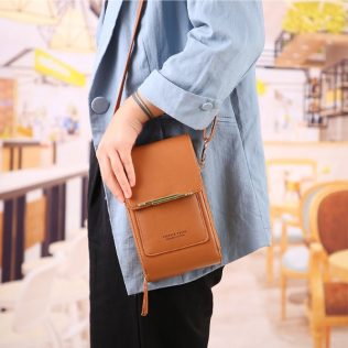 MINI TOREBKA PORTFEL KOPERTÓWKA NA TELEFON  PORTMONETKA BRĄZOWY D I 13.3b
