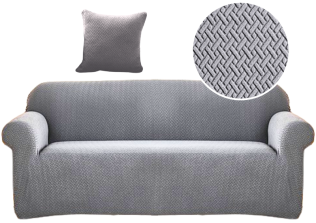 POKROWIEC NA KANAPĘ SOFĘ NAROŻNIK ELASTYCZNY ŻAKARD JODEŁKA PREMIUM 190-230 CM 3OS JASNY SZARY