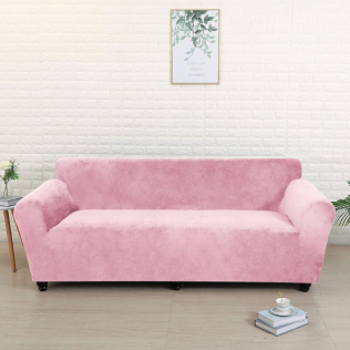 POKROWIEC NA KANAPĘ SOFĘ NAROŻNIK ELASTYCZNY WELUR PREMIUM AKSAMIT 190-230 CM 3OS JASNY RÓŻ