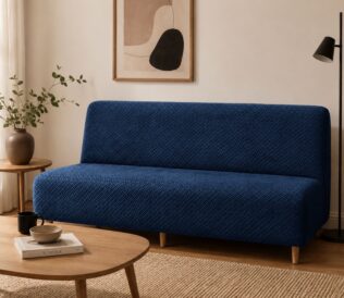 POKROWIEC NA WERSALKĘ SOFĘ ELASTYCZNY ŻAKARD JODEŁKA PREMIUM 190-210 CM GRANATOWY