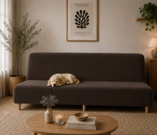 POKROWIEC NA WERSALKĘ SOFĘ WELUR PREMIUM ELASTYCZNY 190-210 CM BRĄZOWY D II 9.3 b