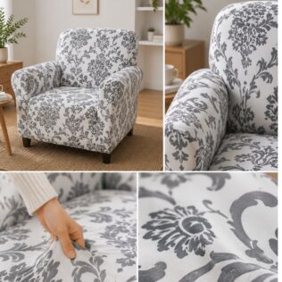 POKROWIEC NA FOTEL KANAPĘ SOFĘ ELASTYCZNY WZÓR ORNAMENT GŁADKI 90-140CM 1OS