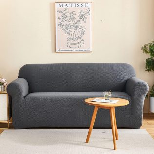 POKROWIEC NA KANAPĘ SOFĘ NAROŻNIK ELASTYCZNY ŻAKARD JODEŁKA PREMIUM 190-230 CM 3OS CIEMNY SZARY