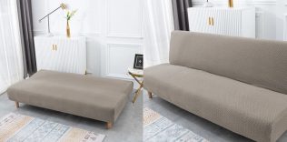 POKROWIEC NA WERSALKĘ SOFĘ ELASTYCZNY ŻAKARD JODEŁKA PREMIUM 190-210 CM BEŻOWY