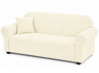 POKROWIEC NA KANAPĘ SOFĘ NAROŻNIK ELASTYCZNY WELUR PLUSZ OEKO TEX 190-230 CM 3OS KREMOWY D II 4.3 b