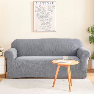 POKROWIEC NA FOTEL KANAPĘ SOFĘ ELASTYCZNY ŻAKARD JODEŁKA PREMIUM 90-140 CM 1OS JASNY SZARY