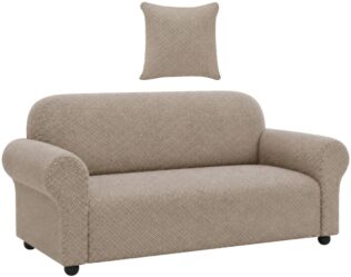 POKROWIEC NA KANAPĘ NAROŻNIK ELASTYCZNY ŻAKARD JODEŁKA OEKO TEX 235-300 CM 4 OS BEŻOWY