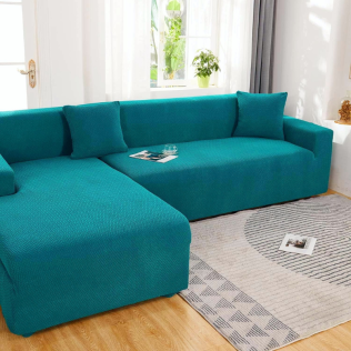POKROWIEC NA KANAPĘ SOFĘ NAROŻNIK ELASTYCZNY ŻAKARD JODEŁKA PREMIUM 235-300 CM 4 OS TURKUSOWY