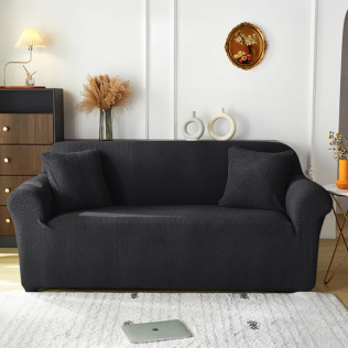 POKROWIEC NA KANAPĘ SOFĘ NAROŻNIK ELASTYCZNY ŻAKARD JODEŁKA PREMIUM 190-230 CM 3OS CZARNY