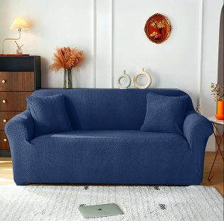 POKROWIEC NA KANAPĘ SOFĘ NAROŻNIK ELASTYCZNY ŻAKARD JODEŁKA PREMIUM 190-230 CM 3OS GRANATOWY