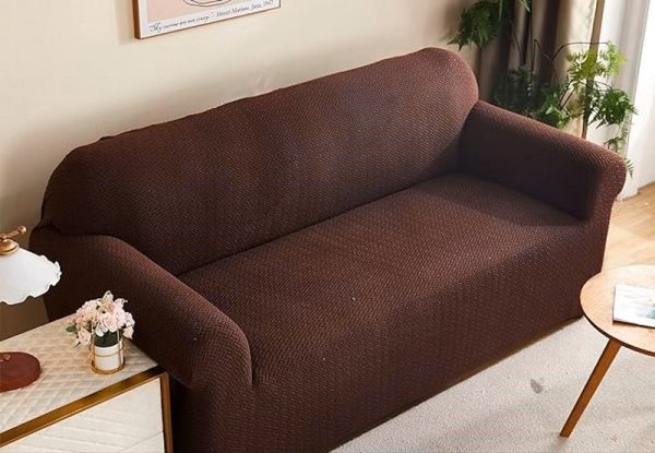 POKROWIEC NA KANAPĘ SOFĘ NAROŻNIK ELASTYCZNY ŻAKARD JODEŁKA PREMIUM 235-300 CM 4OS BRĄZOWY - obrazek 4