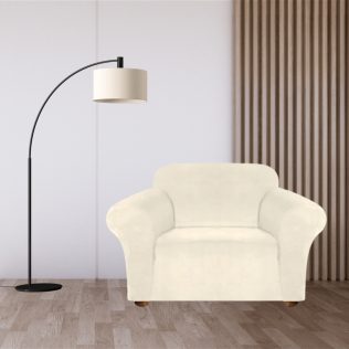 POKROWIEC NA FOTEL KANAPĘ SOFĘ ELASTYCZNY WELUR PREMIUM AKSAMIT 90-140 CM 1OS KREMOWY D II 9.2 a